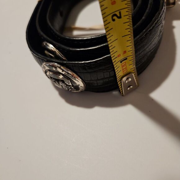 Black Leather Belt with Silver Buckle waist 32"-35" Vintage USC GAMCOCKS rare - Picture 6 of 7